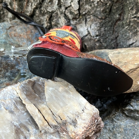 Gottschalks Western Cowboy Boot Figurine Ornament - The Spur Spins! Handpainted - Picture 7 of 8